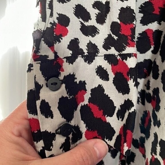 Zara Basic Leopard Print Blouse Extra Small Red Gray Black - Picture 8 of 13